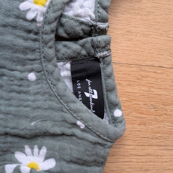 7 For All Mankind Green Daisy Print Infant Dress Size 0-3 Months - Picture 4 of 5